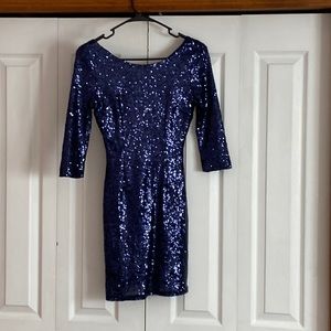 Lulus Navy Blue Sequined Dress
